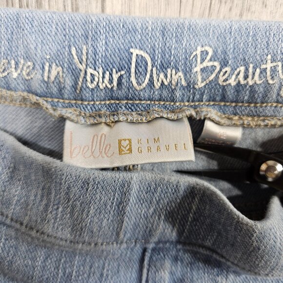 Belle Kim Gravel Jeans Womens 12 Light Wash Pull On Stretch Denim Blue Pants - Picture 4 of 11